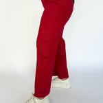 High Rise Twill Pants- Red Velvet - Ana Patricia Boutique
