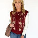 Floral Sweater Vest- Burgundy - Ana Patricia Boutique