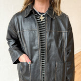 Faux Leather Jacket- Black