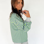 Stripe Comfy Pullover-Green/Blue - Ana Patricia Boutique