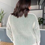 Two Tone Crewneck Sweater- Dk. Green - Ana Patricia Boutique