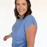 Lightweight Button Up Top- Blue - Ana Patricia Boutique