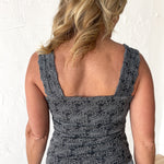 Floral Jacquard Tank- Two Tone Black - Ana Patricia Boutique