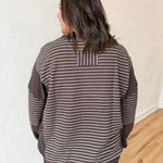 Contrasting Stripe Top- Brown - Ana Patricia Boutique