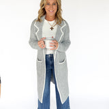 Lapel Collar Cardigan- Grey