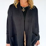 Open Front Bat Wing Cardigan- Black - Ana Patricia Boutique