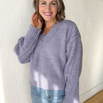 V Neck Fuzzy Sweater- Lavender - Ana Patricia Boutique