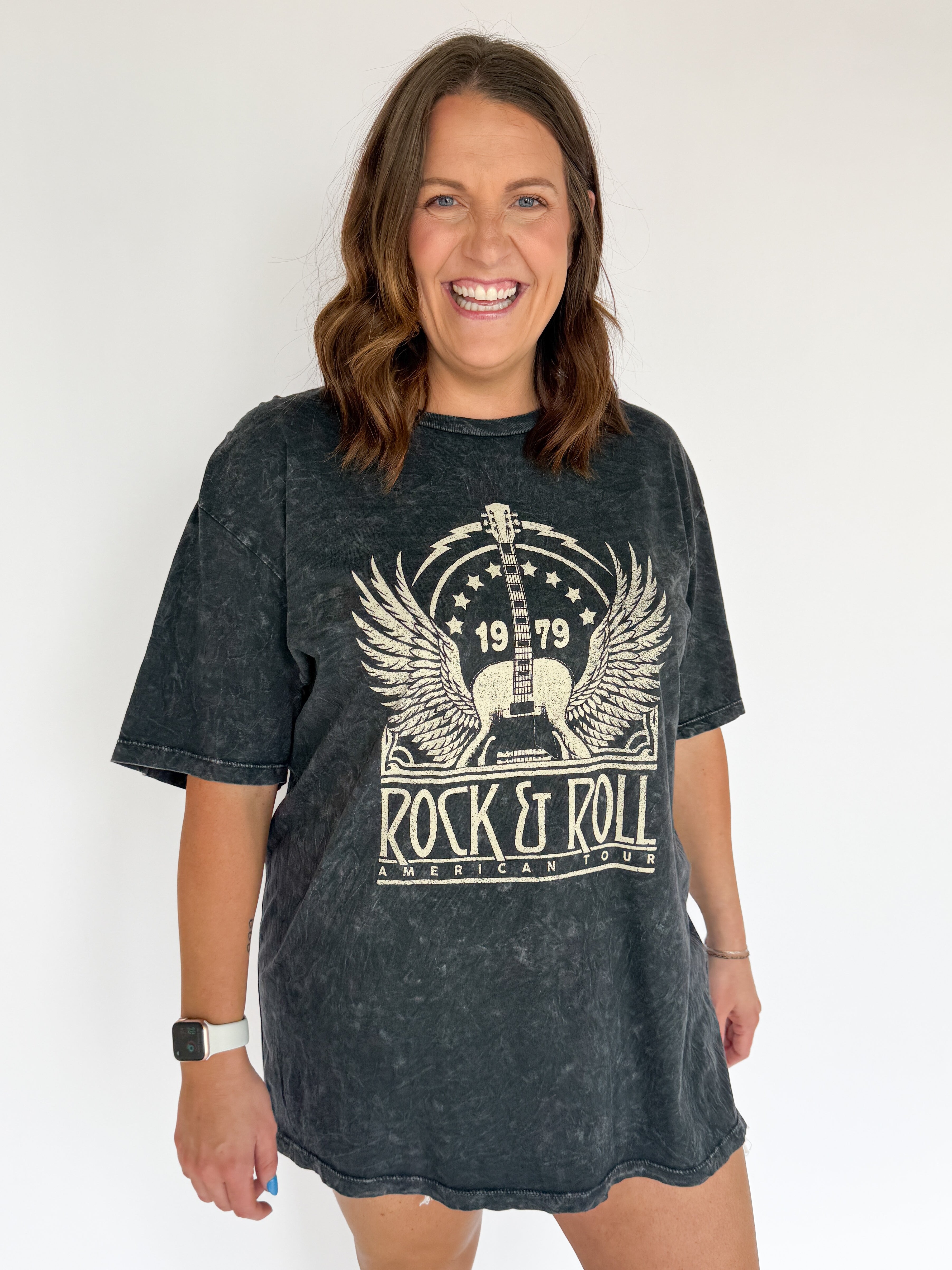 Rock N Roll Graphic Tee- Black - Ana Patricia Boutique