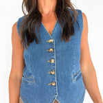 Stretch Denim Vest - Ana Patricia Boutique