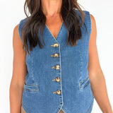 Stretch Denim Vest - Ana Patricia Boutique