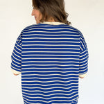 Stripe Oversized Tee- Royal Blue - Ana Patricia Boutique