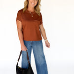 Diamond Jacquard Top- Chestnut - Ana Patricia Boutique