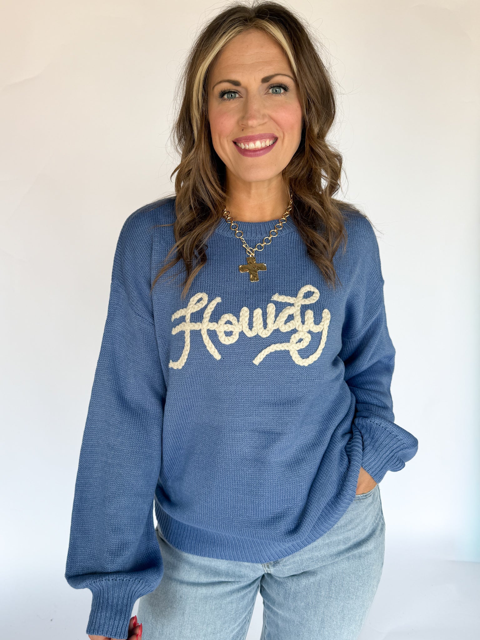 Howdy Sweater- Blue - Ana Patricia Boutique