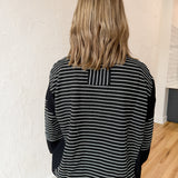 Contrasting Stripe Top- Black