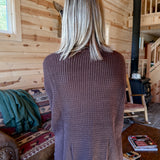 Round Neck Waffleknit Sweater- Brown