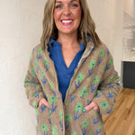 Floral Sherpa Jacket- Mocha - Ana Patricia Boutique