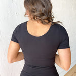 Butter Round Short Sleeve Top- Black - Ana Patricia Boutique