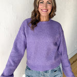 Ribbed Crewneck Sweater- Purple - Ana Patricia Boutique