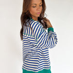 Stripe Comfy Pullover-Royal Blue/Cream - Ana Patricia Boutique
