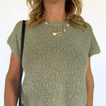 Textured Crewneck Sweater Top- Olive - Ana Patricia Boutique
