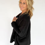 Open Front Bat Wing Cardigan- Black - Ana Patricia Boutique
