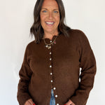 Classic Button Cardigan Top- Chocolate - Ana Patricia Boutique