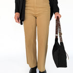 High Rise Twill Pants- Coffee - Ana Patricia Boutique