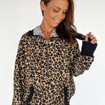 Waffle Knit Hooded Pullover- Leopard - Ana Patricia Boutique