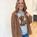 Corduroy Button Up Jacket- Camel - Ana Patricia Boutique