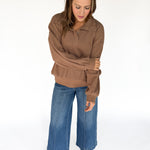 Half Button Waffle Knit Pullover - Ana Patricia Boutique
