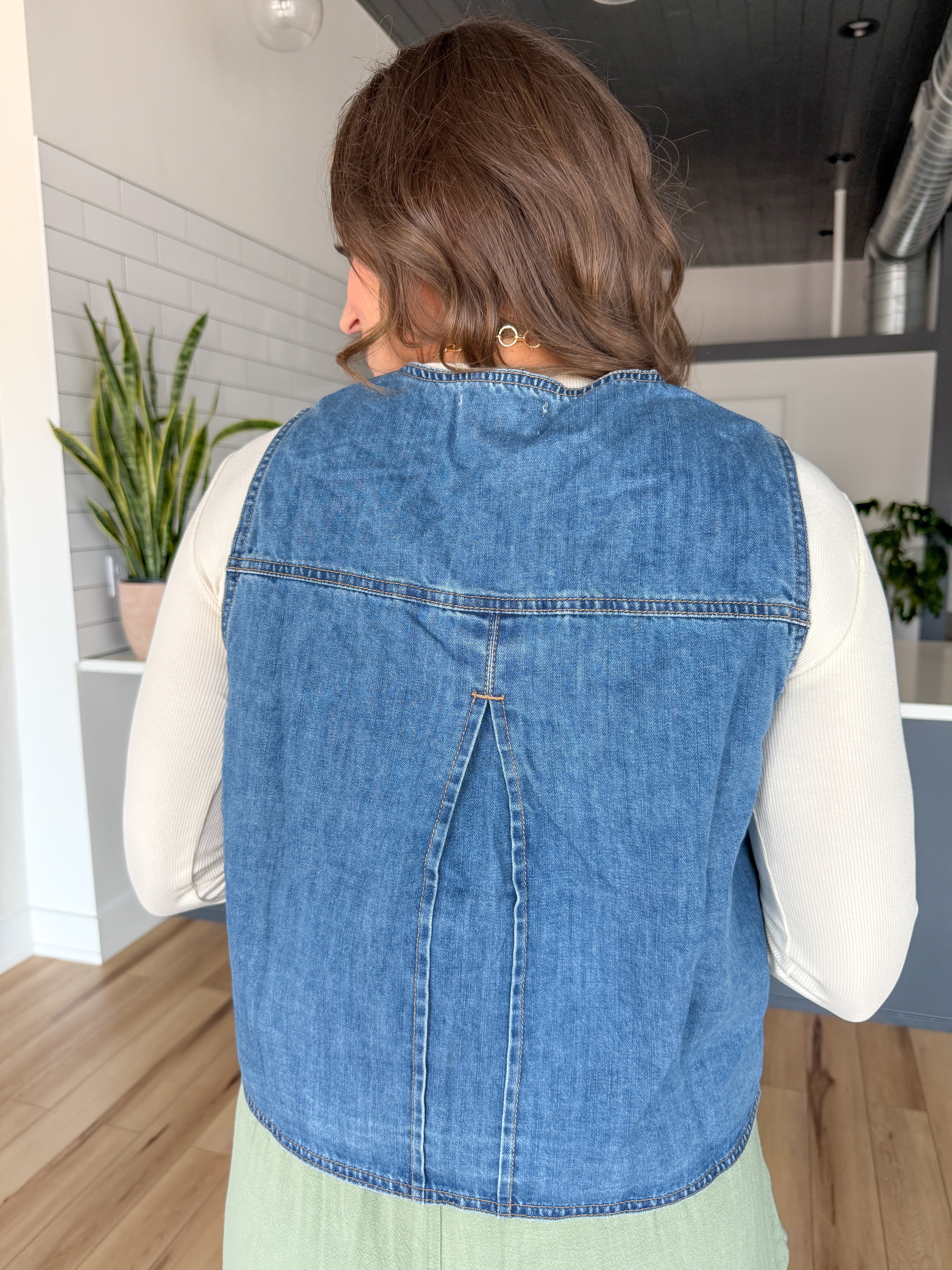 Denim Tie Front Vest - Ana Patricia Boutique