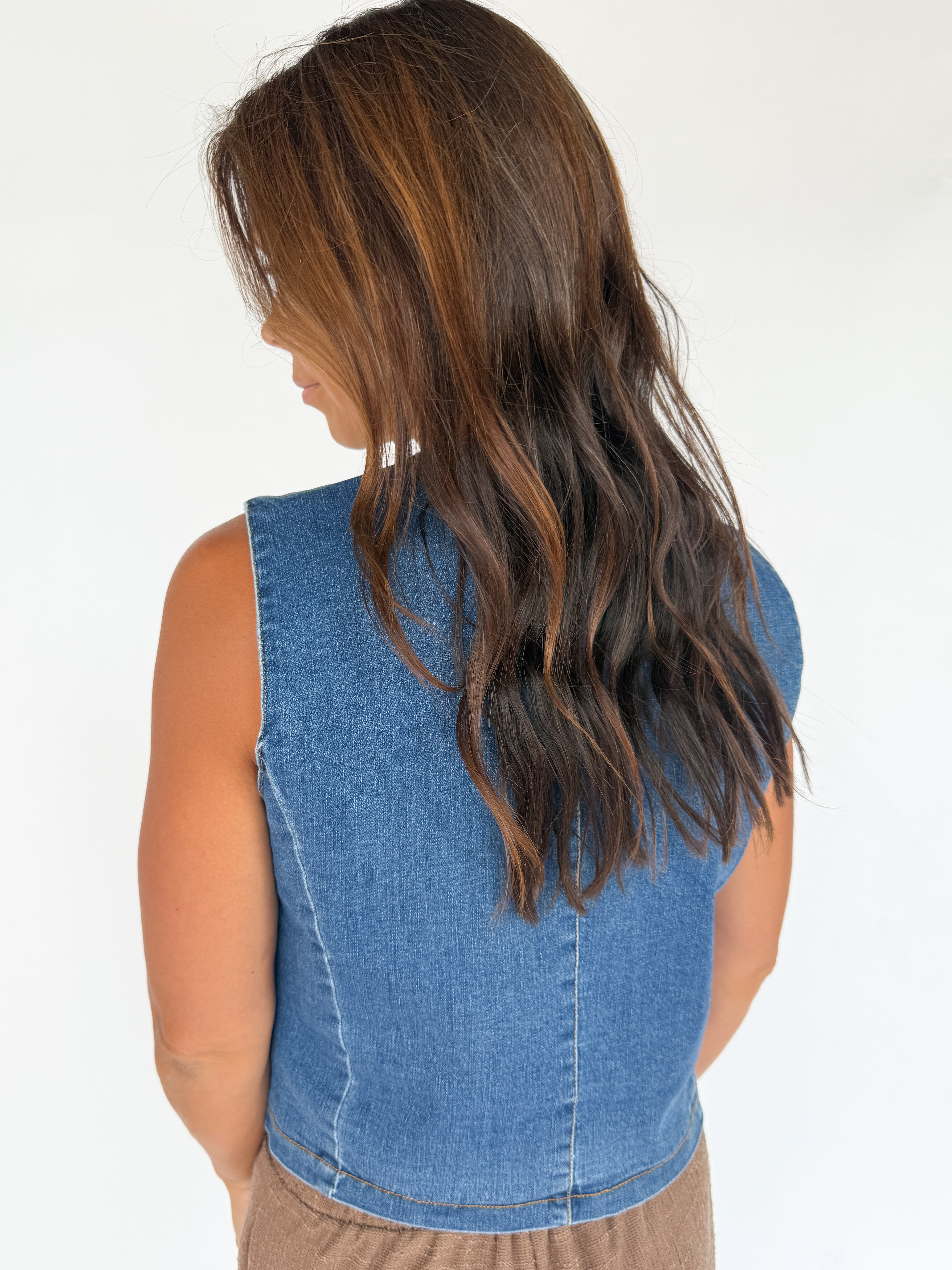 Stretch Denim Vest - Ana Patricia Boutique