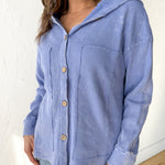 Washed Thermal Jacket- Periwinkle - Ana Patricia Boutique