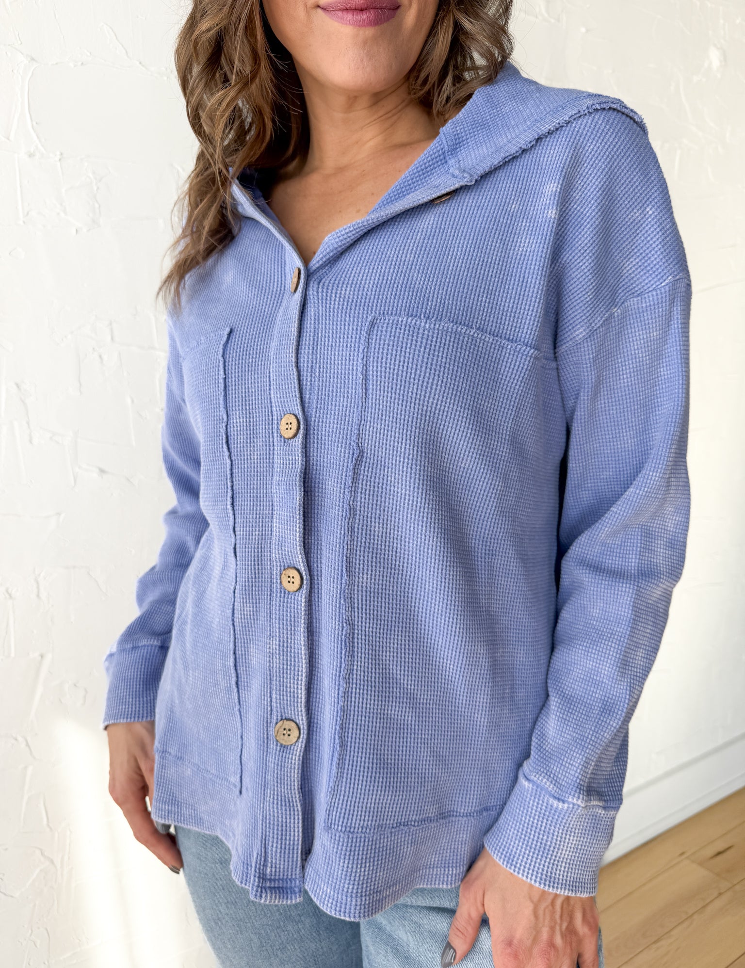 Washed Thermal Jacket- Periwinkle - Ana Patricia Boutique