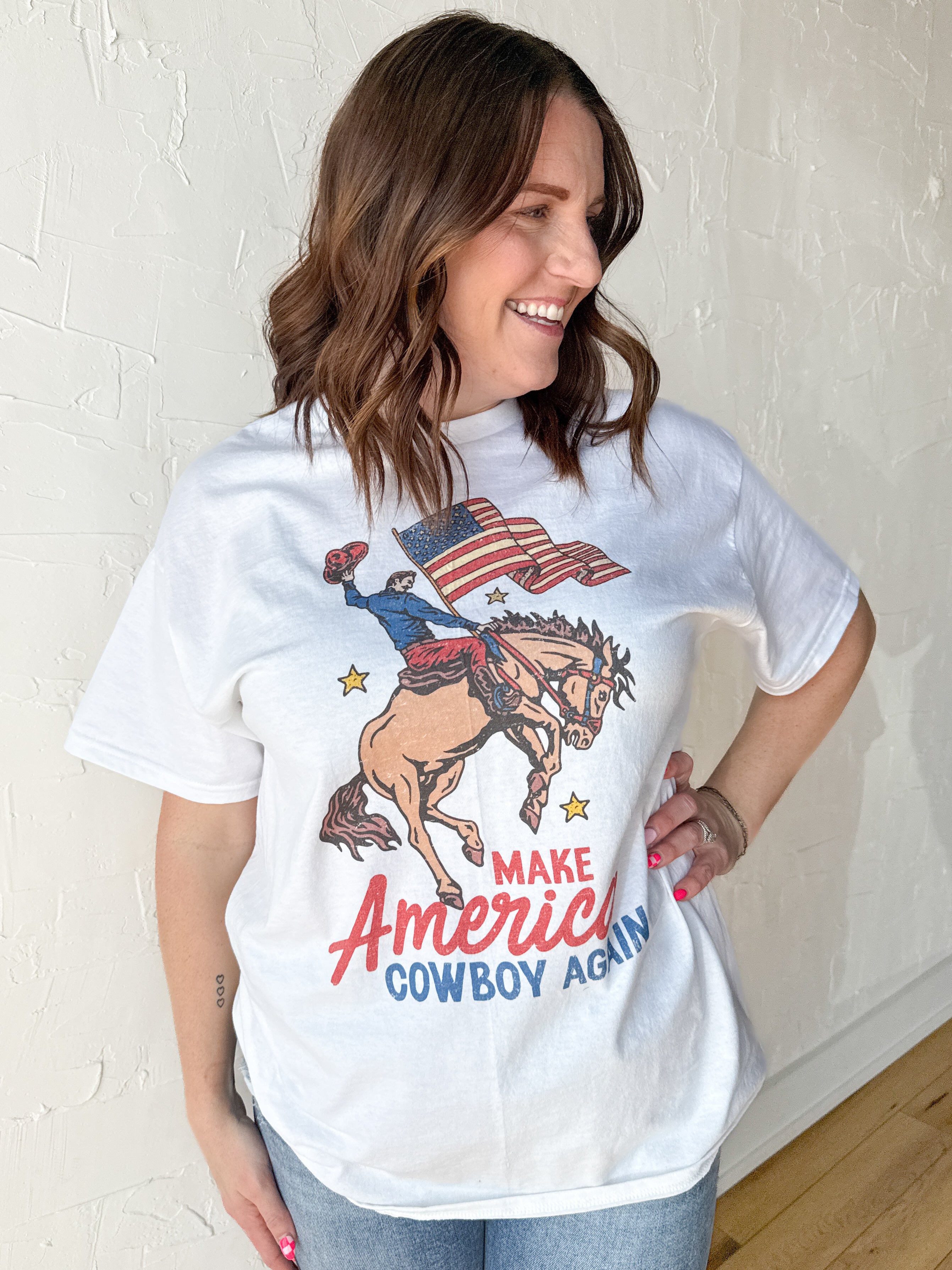 Make America Cowboy Again Tee- White - Ana Patricia Boutique