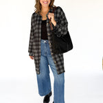 Plaid Brushed Jacket-Black/White - Ana Patricia Boutique
