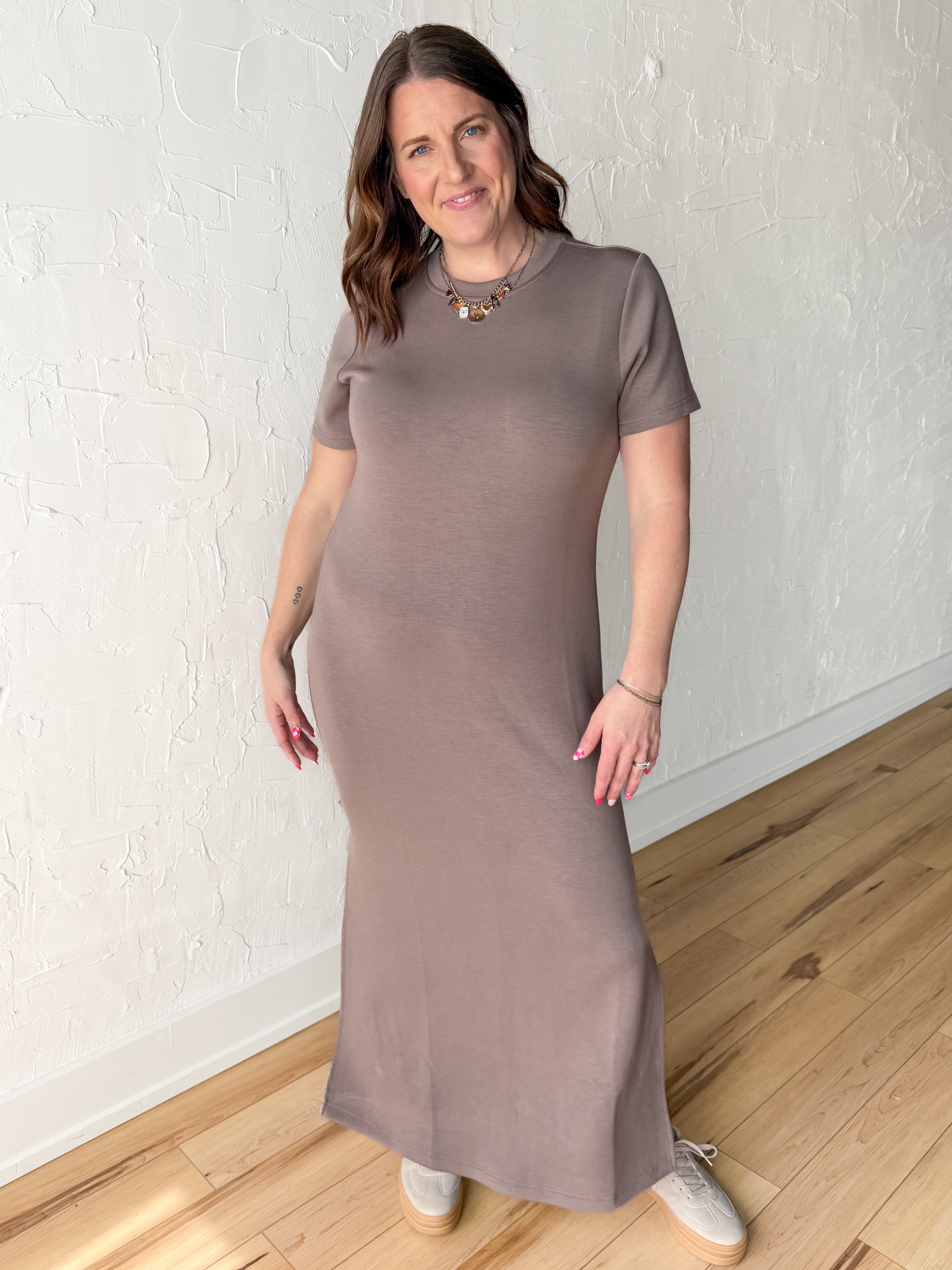 Scuba Maxi Dress- Mocha - Ana Patricia Boutique
