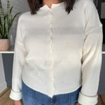 Classic Button Cardigan Top- Ivory - Ana Patricia Boutique