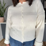 Classic Button Cardigan Top- Ivory - Ana Patricia Boutique