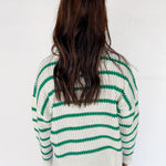 Boat Neck Stripe Sweater-Green - Ana Patricia Boutique