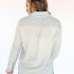 Muted Stripe Button Up- Off White/Blue - Ana Patricia Boutique