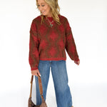 Textured Diamond Sweater- Burgundy - Ana Patricia Boutique