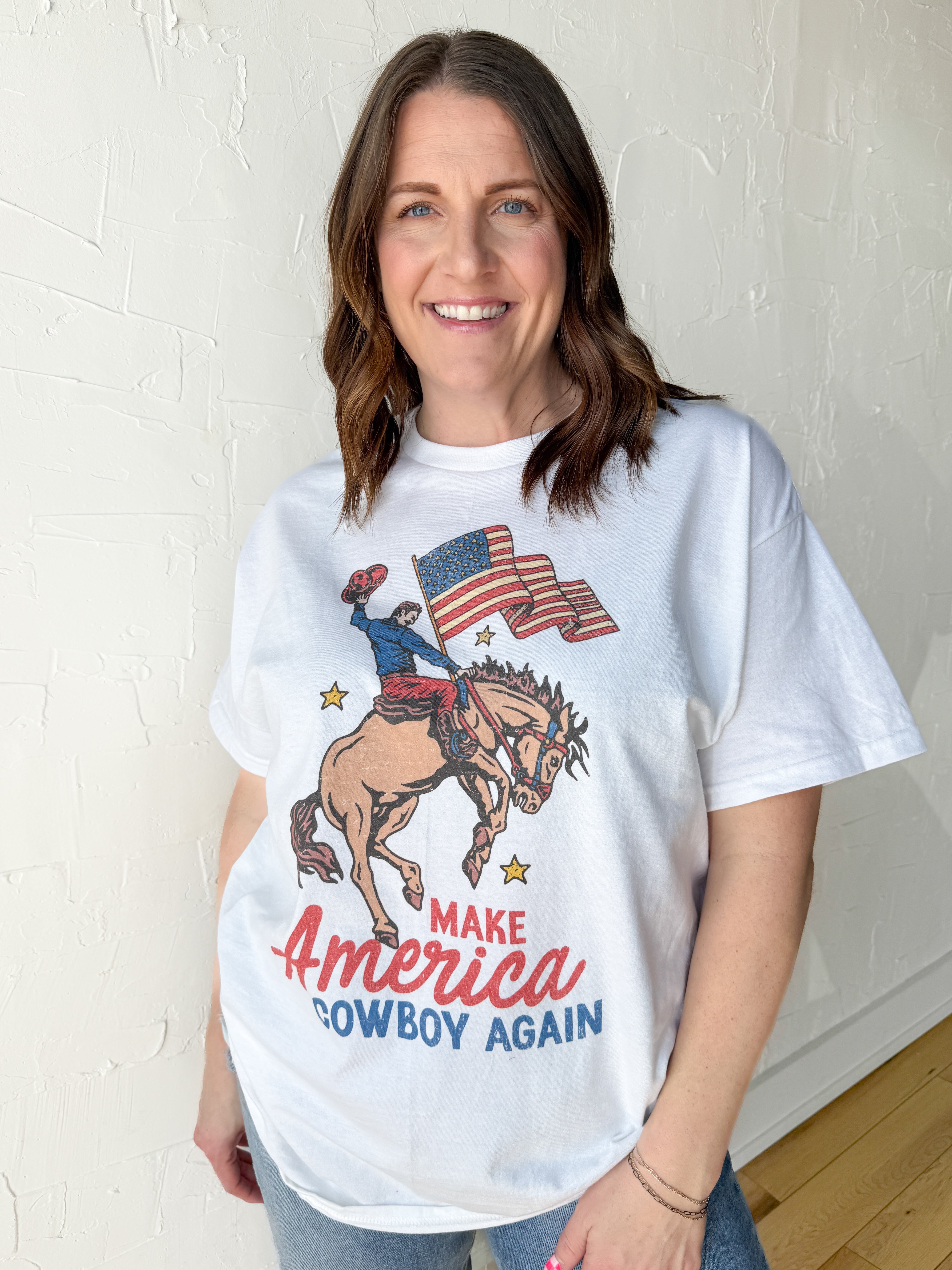 Make America Cowboy Again Tee- White - Ana Patricia Boutique