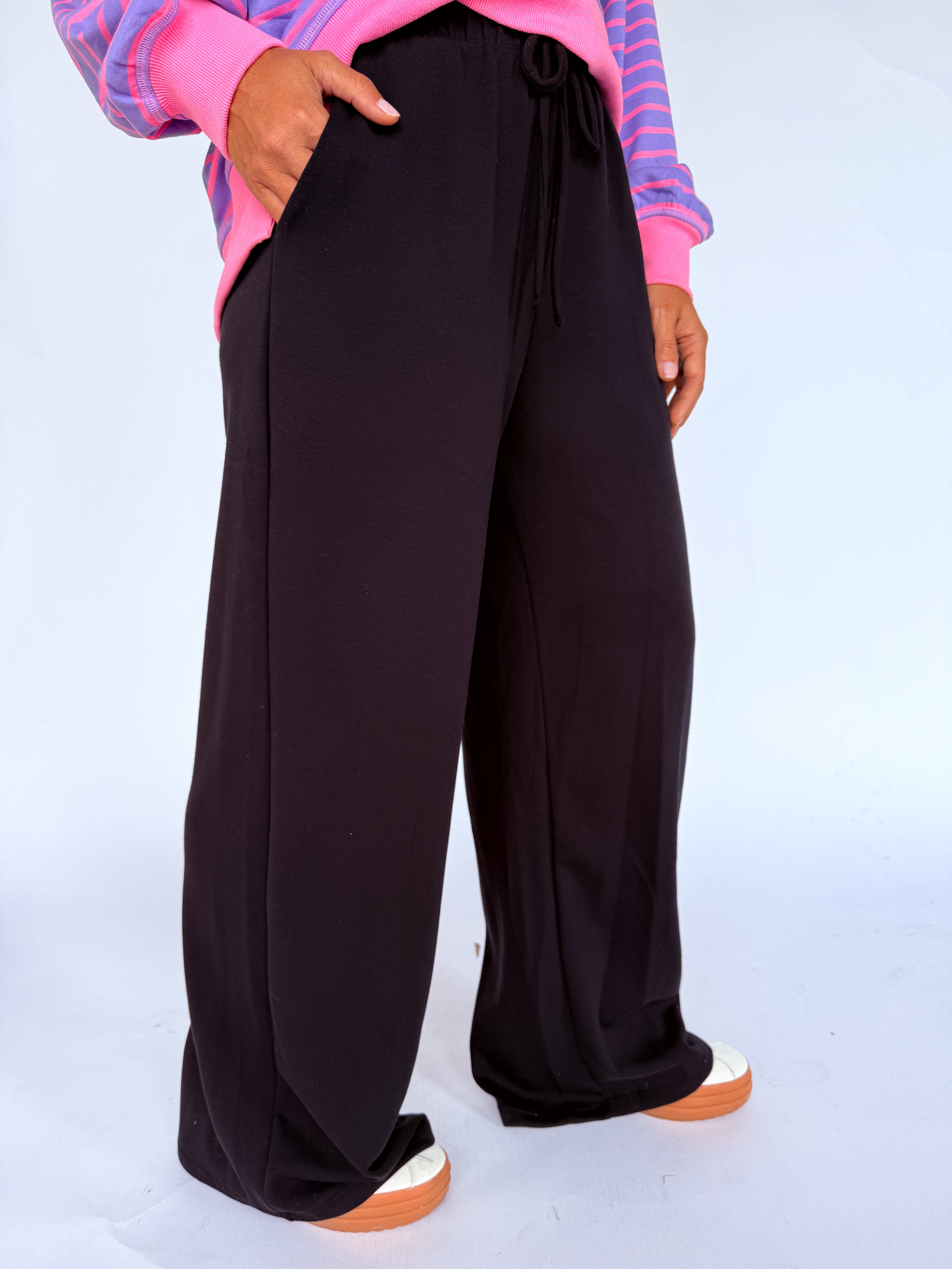 Scuba Wide Leg Pants- Black - Ana Patricia Boutique