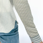 Muted Stripe Button Up- Off White/Blue - Ana Patricia Boutique