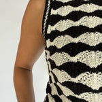 Scalloped Sweater Tank- Blk/White - Ana Patricia Boutique