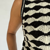 Scalloped Sweater Tank- Blk/White - Ana Patricia Boutique