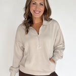 Scuba Piping Quarter Zip- Taupe/Cream - Ana Patricia Boutique