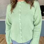 Classic Button Cardigan Top- Mint - Ana Patricia Boutique