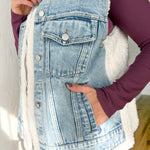 Sherpa Lined Denim Vest - Ana Patricia Boutique